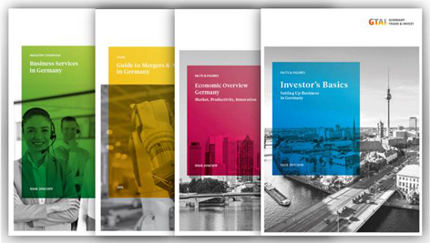 Cover verschiedener Publikationen von Germany Trade & Invest