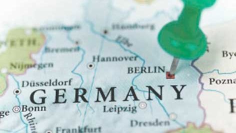 Map of Germany with Green Pin