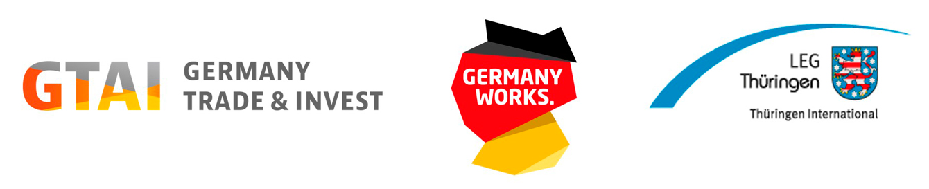 Partnerlogos Clustervermarktung: GTAI | Germany Works | LEG Thüringen International