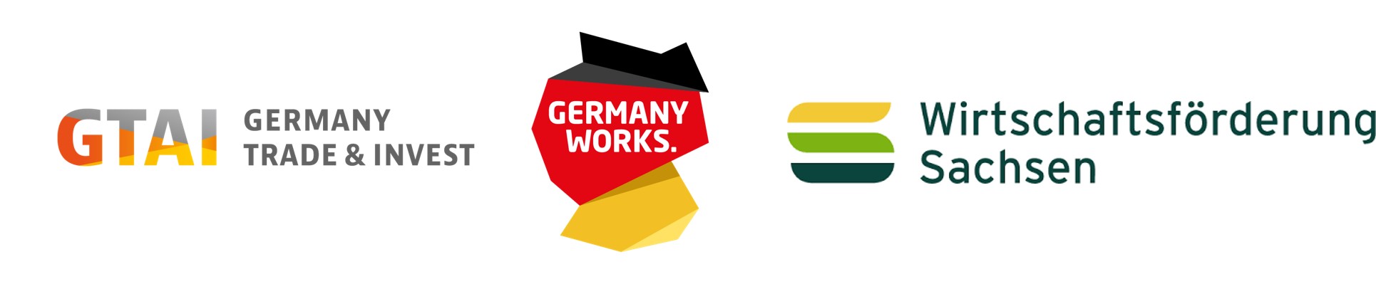 Partnerlogos Inbound-Delegationsreise: GTAI | Germany Works | Wirtschaftsförderung Sachsen