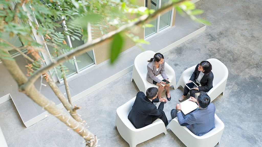 Top view of business people discussion