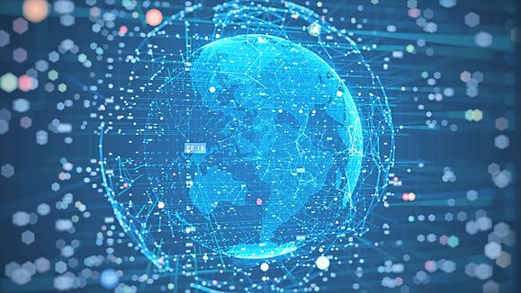 Global network connection and data connections concept. Communication technology global world network. Digital Data network technology With social network icons surrounded for worldwide connections.