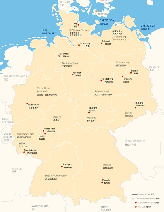 Map - Germany Divided in Federal States