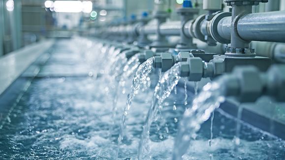 AI Generated Water flows from drains to aerate wastewater and wastewater treatment plants. Industrial water recycling and purification Adjusting the color of the drinking water industry