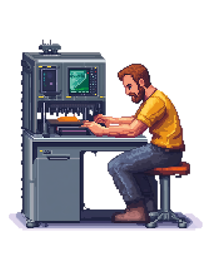 midjourneykr_image_of_a_technician_working_on_a_3d_printer_klein