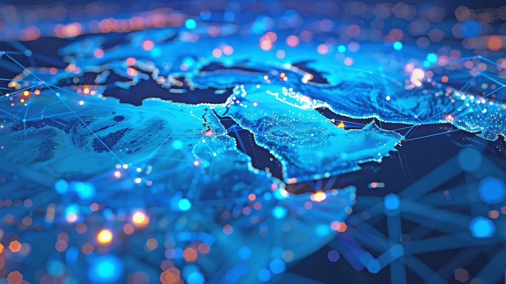 AI Generated Network Map of Saudi Arabia and Middle East - Mena Region