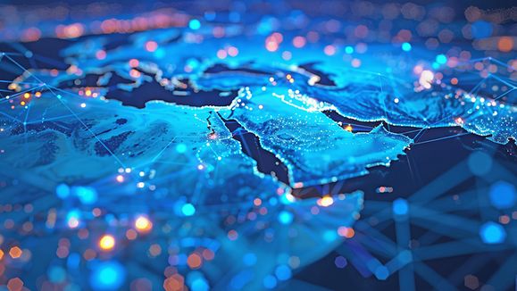 AI Generated Network Map of Saudi Arabia and Middle East - Mena Region