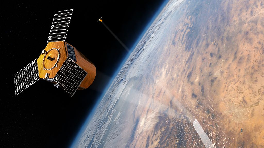 Twinspector_Render, Die beiden Erdtrabanten werden mit einer Entfernung von etwa 100 Kilometern kreisen. Zusammen können sie Gegenstände auf der ganzen Welt aus verschiedenen Winkeln fotografieren, Zusammengefügt ergeben sich so 3D-Bilder