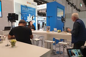 Movie recording @ GTAI booth: Our digital health expert Julia Pietsch gives a brief statement on the German digital healthcare market.
