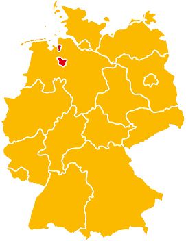 Deutschlandkarte mit roter Markierung auf Bremen