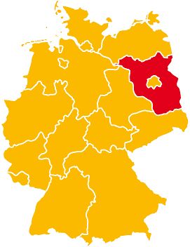 Deutschlandkarte mit roter Markierung auf Brandenburg