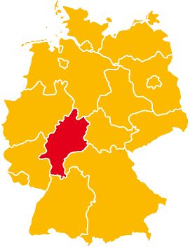 Deutschlandkarte mit roter Markierung auf Hessen