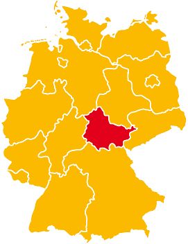 Deutschlandkarte mit roter Markierung auf Thüringen