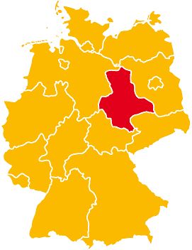 Deutschlandkarte mit roter Markierung auf Sachsen-Anhalt
