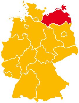 Deutschlandkarte mit roter Markierung auf Mecklenburg-Vorpommern