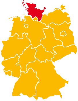Deutschlandkarte mit roter Markierung auf Schleswig-Holstein