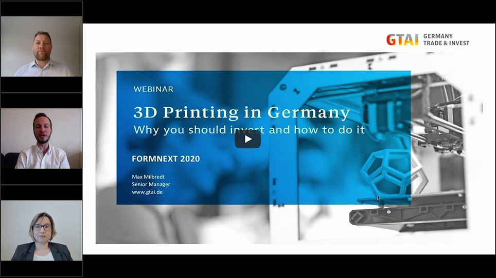 GTAI @ Formnext 2020: Webinar: 3D Printing in Germany