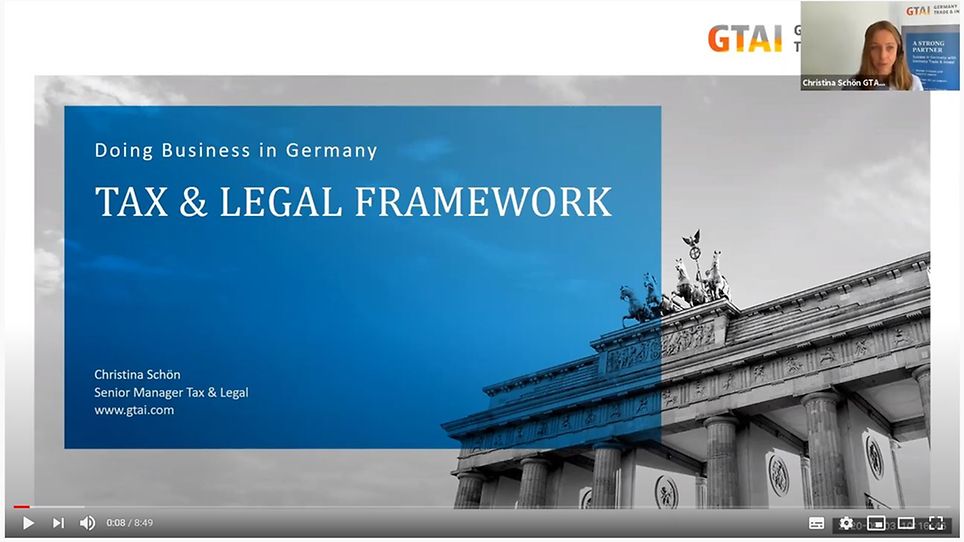 Webinar Stream: Tax & Legal Fragemwork, Christina Schöne, GTAI