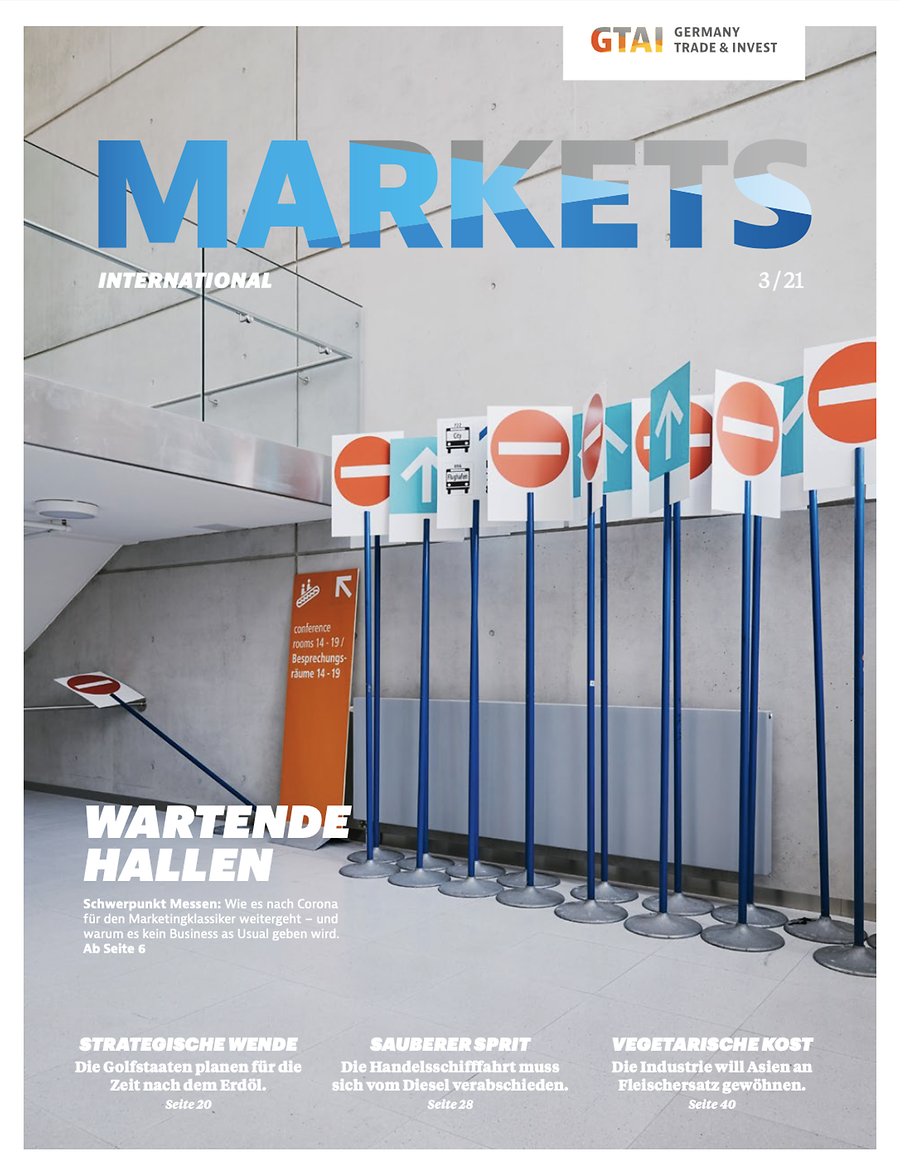 Titelseite Markets International 3/21 | © GTAI/Kammann Rossi Titelseite Markets International 3/21