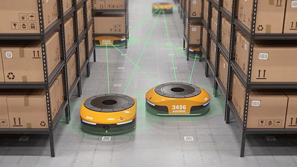 Robots are scanning warehouse