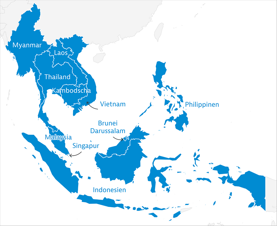 Karte der ASEAN-Region