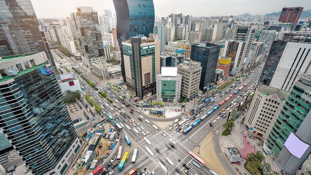 Seoul Skyline, Gangnam center, Suedkorea