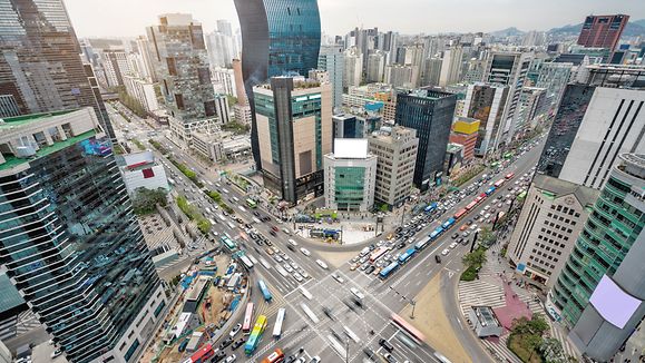 Seoul Skyline, Gangnam center, Suedkorea