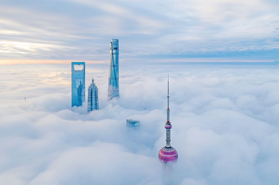 Puxi The Bund And Pudong Lujiazui Shanghai China