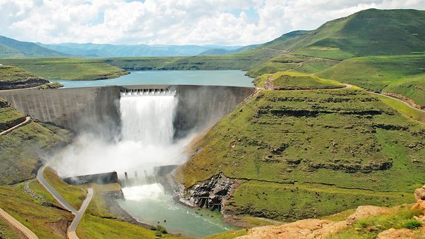 Internationale Projekte für Wasserkraft. Katse Dam, Lesotho, South Africa