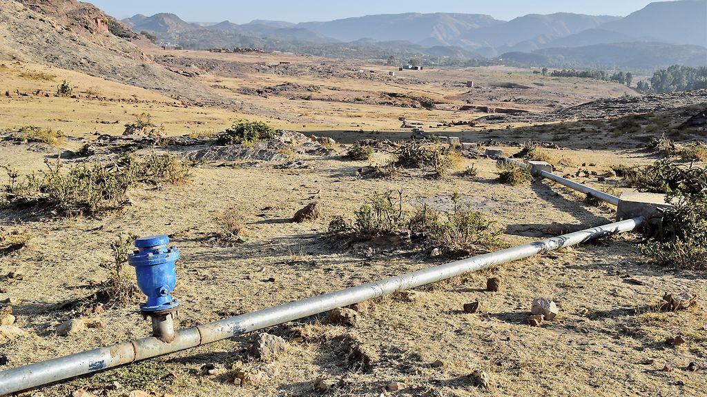 Irrigation pipes/pump, funded by the developed countries. Wukro, Ethiopia, jan.18