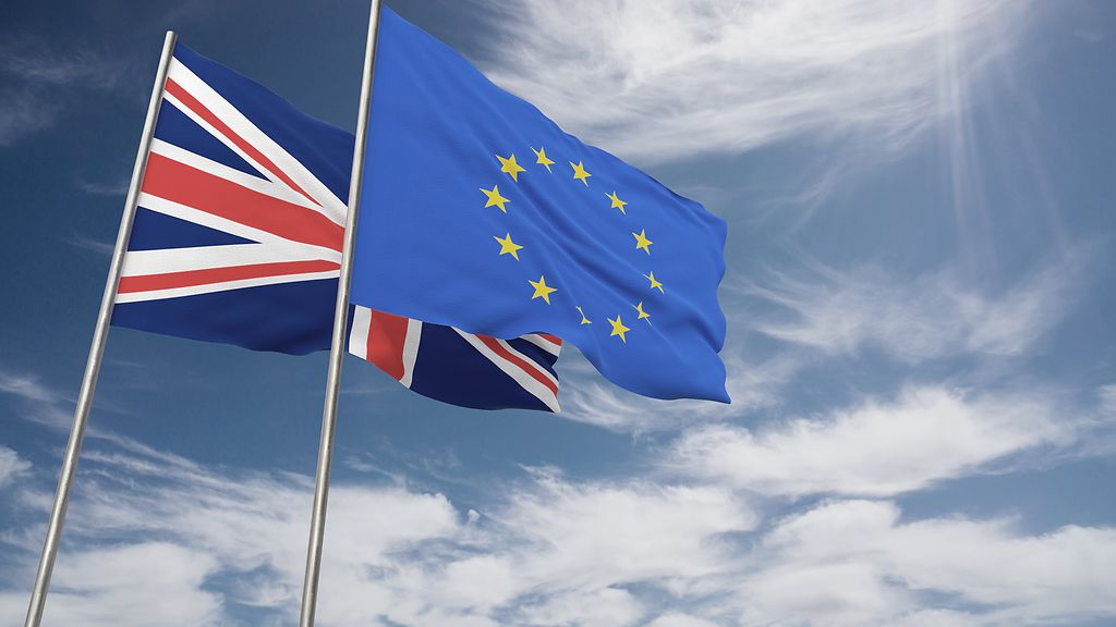 Flaggen Vereinigtes Königreich und EU, Brexit