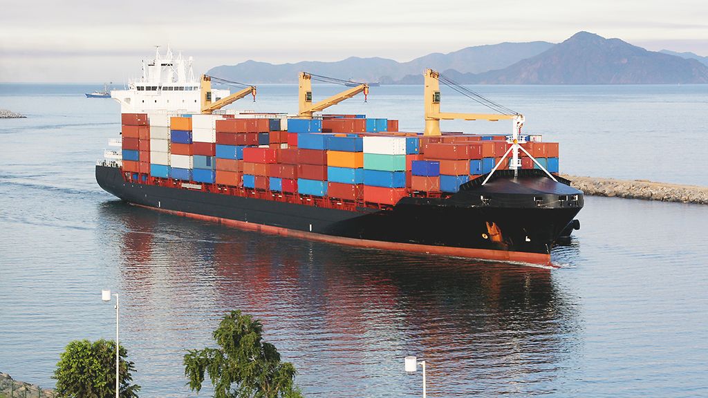 Containerschiff in Manzanillo, Mexico