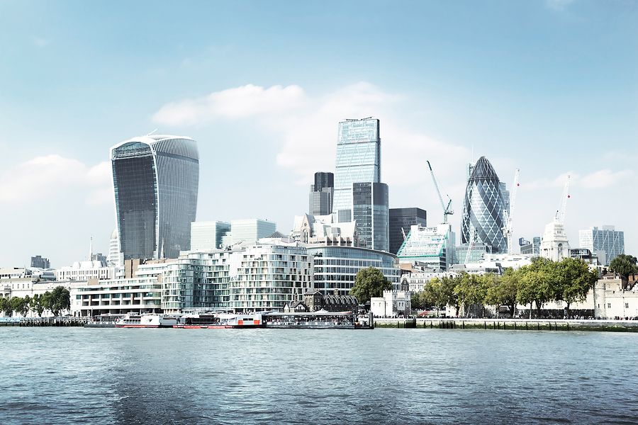 London city skyline from the River Thames