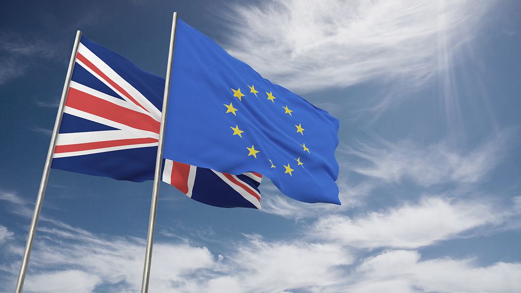 Flaggen Vereinigtes Königreich und EU, Brexit