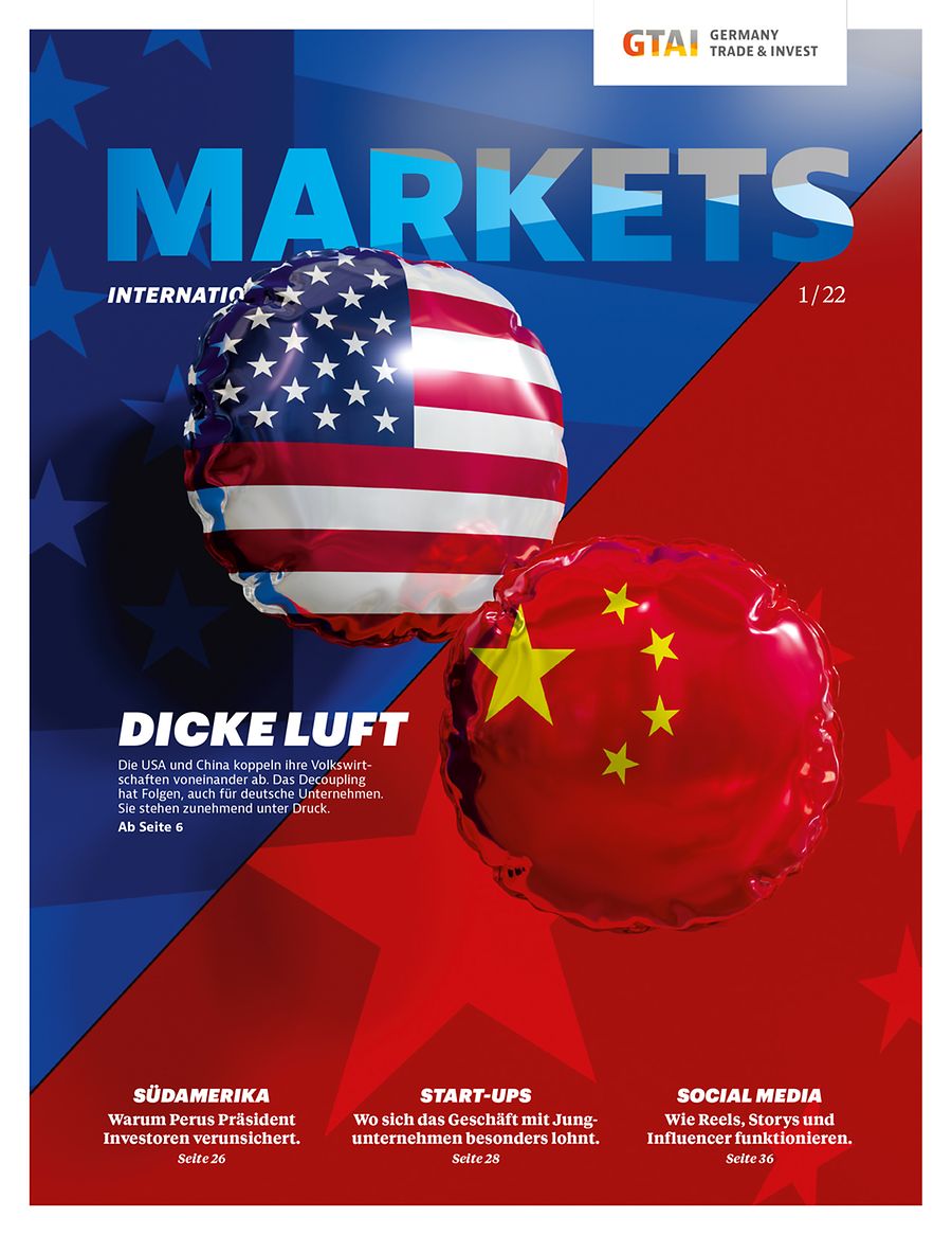 Titelseite Markets International 1/22 | © GTAI/Kammann Rossi Titelseite Markets International 1/22