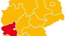 Deutschlandkarte mit roter Markierung auf Rheinland-Pfalz