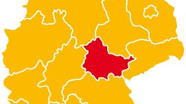Deutschlandkarte mit roter Markierung auf Thüringen